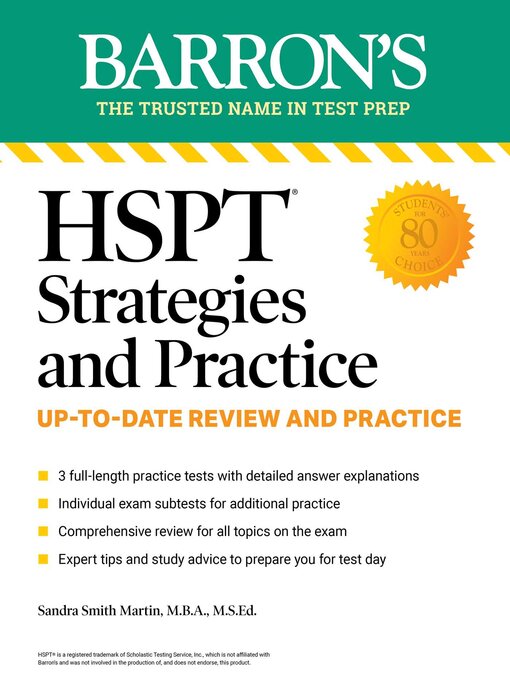 Title details for HSPT Strategies and Practice by Sandra Martin - Available